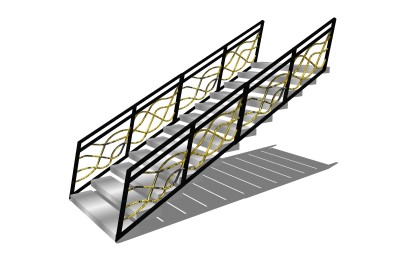 现代钢结构单跑楼梯草图大师模型，钢结构单跑楼梯sketchup模型免费下载