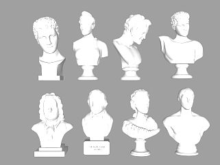 欧式石膏人物雕塑组合su模型下载、石膏人物雕塑组合草图大师模型下载