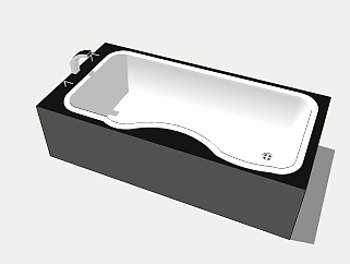 现代大理石浴缸草图大师模型，浴缸sketchup模型下载