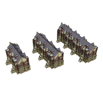 欧式住宅楼草图大师模型，住宅楼skp文件下载