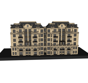 欧式住宅楼草图大师模型，住宅楼su模型下载