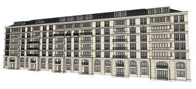 欧式住宅楼sketchup模型，住宅楼草图大师模型下载