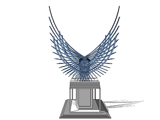 现代创意翅膀雕塑景观小品su模型下载、创意翅膀雕塑景观小品草图大师模型下载
