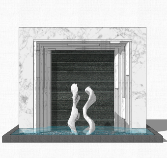 现代造型景墙草图大师模型，景墙sketchup模型免费下载