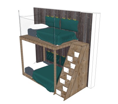 高低床铺草图大师模型，儿童床SU模型下载