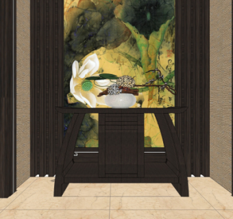 精品新中式玄关草图大师模型集下载