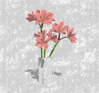 露薇花插花艺草图大师模型，花瓶艺术装饰sketchup模型下载