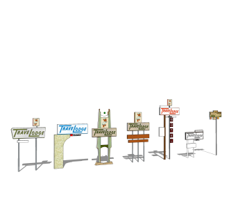 现代指示牌组合草图大师模型，指示牌组合skp文件下载