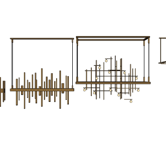 现代金属吊灯组合su模型，吊灯sketchup模型下载