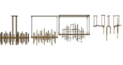 现代金属吊灯组合su模型，吊灯sketchup模型下载