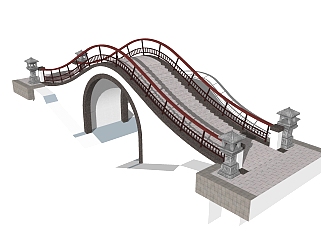 <em>中式</em>拱桥草图大师模型，拱桥sketchup模型免费下载