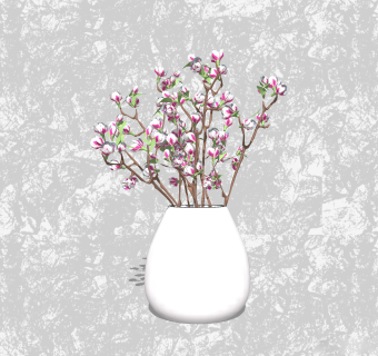 紫玉兰插花草图大师模型，花瓶花艺sketchup模型下载