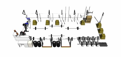 现代健身器材草图大师模型，健身器材skp模型下载