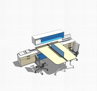 现代隔断办公桌草图大师模型，办公桌skp模型下载