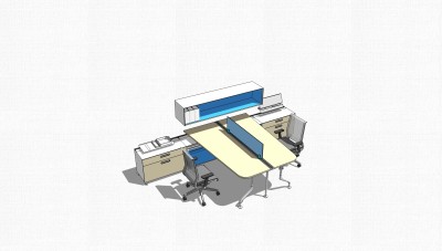 现代隔断办公桌草图大师模型，办公桌skp模型下载