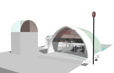 现代地铁出口草图大师模型，地铁出口sketchup模型下载