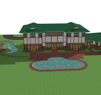 新中式建筑会所模型，sketchup模型免费下载