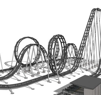现代过山车草图大师模型，过山车sketchup模型