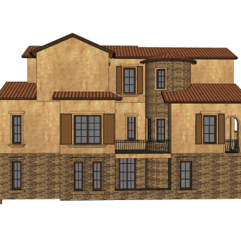 现代独栋别墅草图大师模型，独栋别墅sketchup模型免费下载
