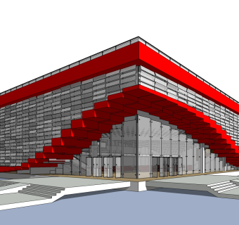 现代办公楼草图大师模型，办公楼sketchup模型免费下载