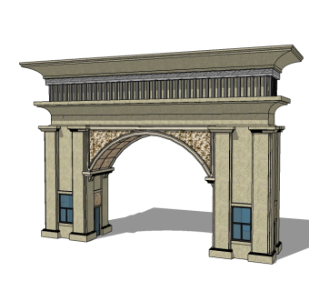 欧式入口大门skb模型分享，入口大门sketchup模型免费下载