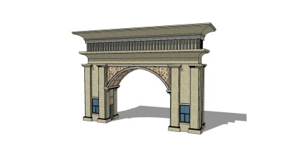 欧式入口大门skb模型分享，入口大门sketchup模型免费下载