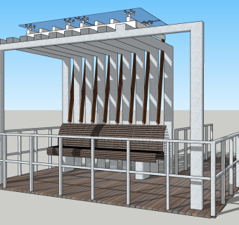现代景观廊架草图大师模型，景观廊架sketchup模型下载