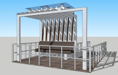 现代景观廊架草图大师模型，景观廊架sketchup模型下载