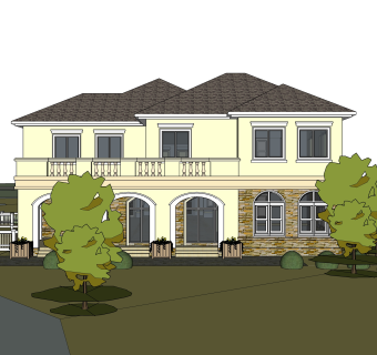 欧式独栋别墅草图大师模型，sketchup别墅su模型下载