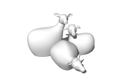 现代白色小羊草图大师模型，白色小羊sketchup模型免费下载