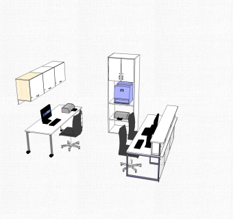 现代简约办工桌su模型，办工桌sketchup模型下载