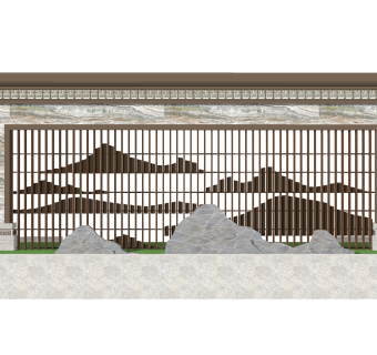 新中式景墙sketchup模型下载