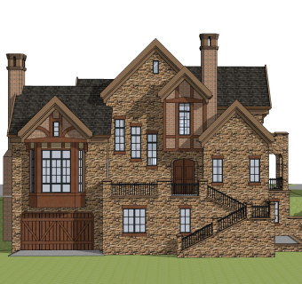 欧式别墅外观草图大师模型，别墅外观sketchup模型免费下载