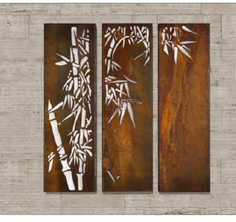 现代创意竹图案锈板草图大师模型，锈板skp模型下载