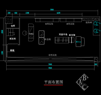 服饰专卖店施工图，服装CAD建筑图纸下载