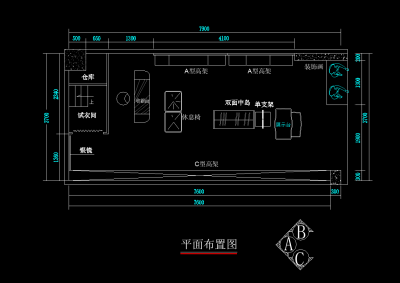 服饰专卖店施工图，服装CAD建筑图纸下载