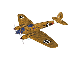 德国亨克尔He-111中型轰炸机su模型，轰炸机草图大师模型下载
