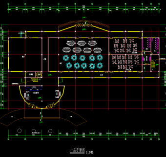 餐饮娱乐城施工图方案图纸，餐饮CAD设计图纸下载