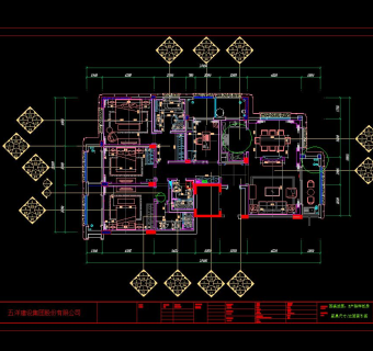 祥细卧室家装户型图三居CAD，免费下载