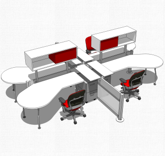 办工桌草图大师模型，办工桌sketchup模型，办工桌su素材下载