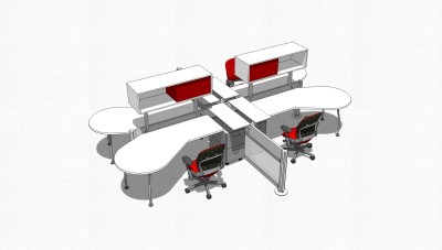 办工桌草图大师模型，办工桌sketchup模型，办工桌su素材下载