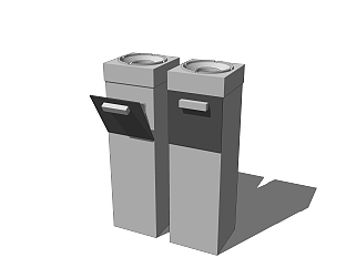 现代垃圾桶skp文件，垃圾桶草图大师模型下载