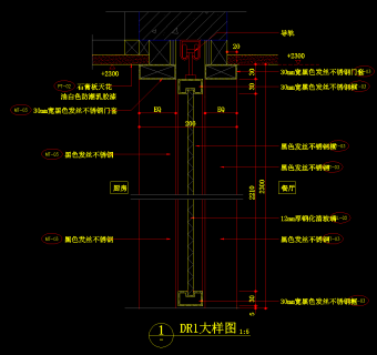厨房玻璃推拉门CAD大样图，厨房玻璃推拉门CAD下载