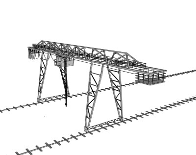 现代桁架龙门吊草图大师模型，桁架龙门吊su模型下载