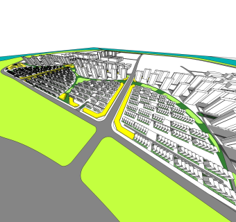 现代城市规划免费su模型下载、城市规划草图大师模型下载