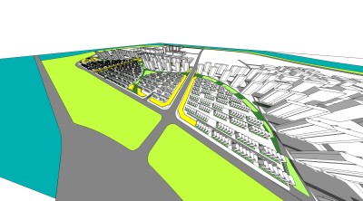 现代城市规划免费su模型下载、城市规划草图大师模型下载