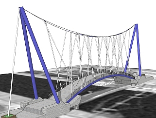 悬索桥<em>设计草图</em>大师模型下载，sketchup悬索桥su模型...