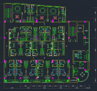 某大厦茶园宾馆设计装修图，宾馆CAD施工图纸下载