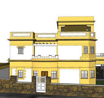现代私人独栋别墅草图大师模型下载，独栋别墅sketchup模型