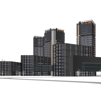 现代办公楼草图大师模型，办公楼sketchup模型免费下载